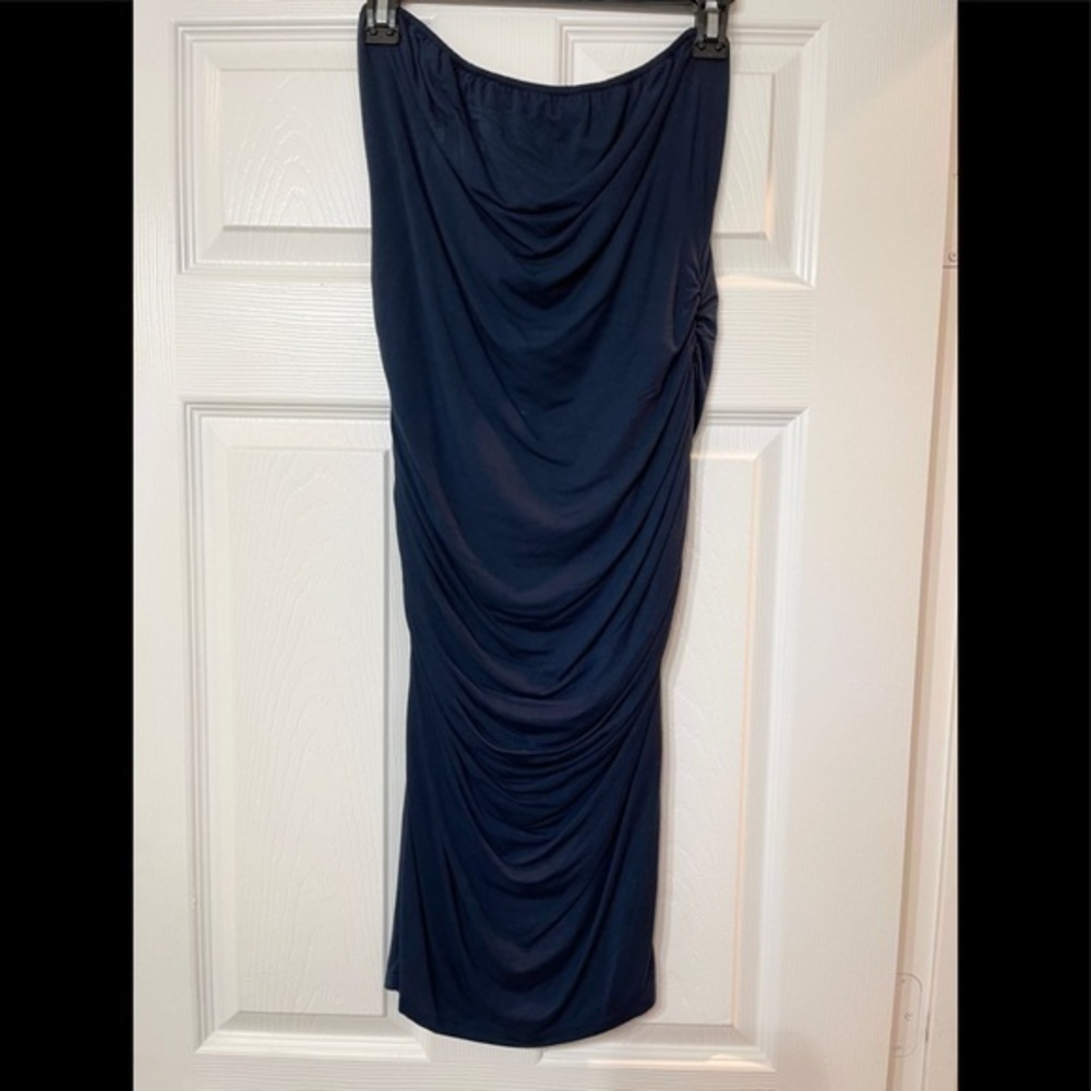 Kim+ Kai strapless ruching side dress navy